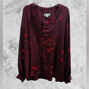 Ava & Viv Burgundy Floral Blouse